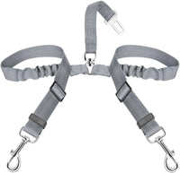 SlowTon Double Dog Seat Belt for Car with Elastic Bungee Buffer - G.Grey / 2 Small in 1