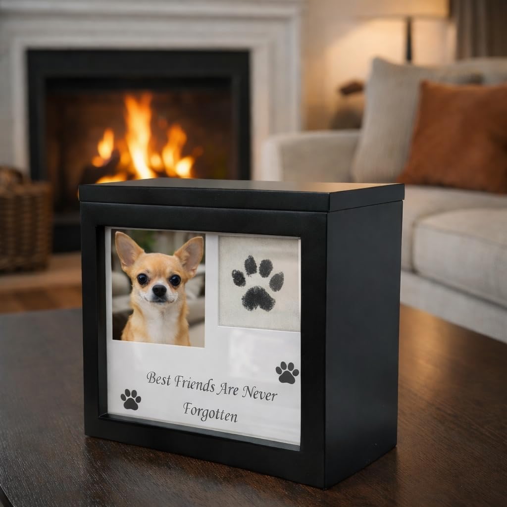 Black Dog Urn for Ashes 4 Customizable Displays Ink Paw Print Kit – Essentials for Dogs - Black Small - image 2