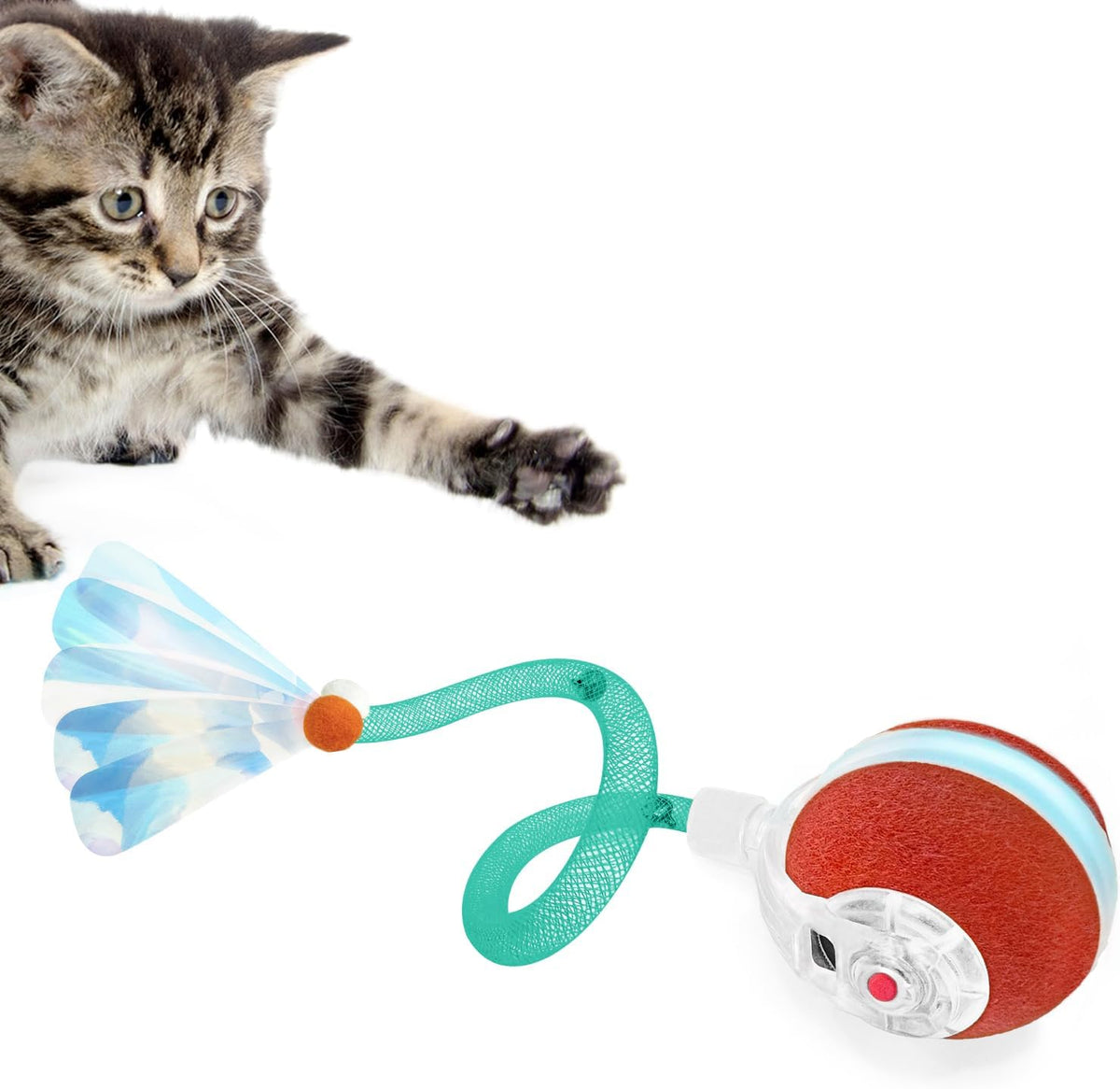 YVE LIFE Interactive Cat Toys Ball for Indoor Cats - Burgundy