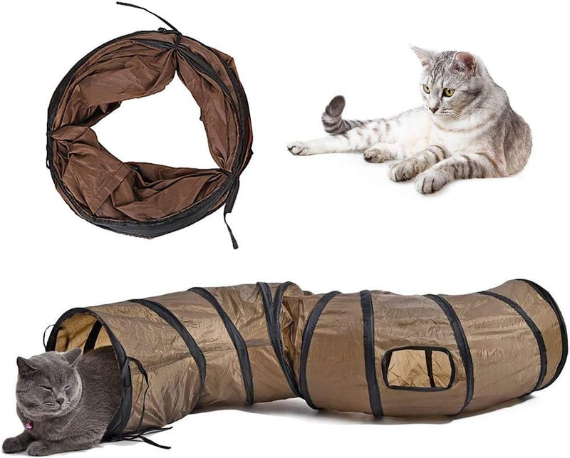 Andiker Cat Tunnel for Indoor Cats - Brown