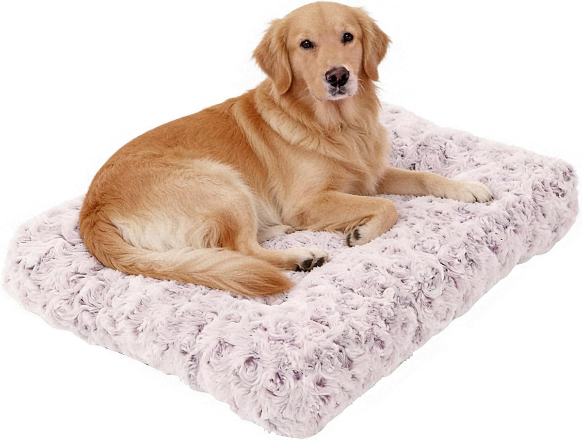 Large Dog Crate Bed Mat, Washable Plush Pad for Large Breeds – Essentials for Dogs - Purple / 41.0" L x 27.0" W x 4.0" Th