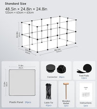 Small Animal Playpen, Guinea Pig Cages, 24 Panels Pet Playpen for Hamsters, Hedgehog, Bunny, Ferret, Indoor Outdoor Plastic Fence, 48.5 x 24.8 x 24.8 inches