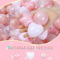 TRENDPLAY Ball Pit Balls Star and Heart Shapes for Toddlers - White Pink / 200 - image 3