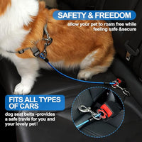 Dog Seat Belt Harness for Car,2pcs Dog Seatbelt of Coated Wire Leash Safety Restraint,No Chew Tether Cable Vehicle Dog Accessories,Double Clips & Latch (2 Pack Black, 16 inch/40 CM)