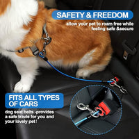 Dog Seat Belt Harness for Car,2pcs Dog Seatbelt of Coated Wire Leash Safety Restraint,No Chew Tether Cable Vehicle Dog Accessories,Double Clips & Latch (2 Pack Black, 24 inch/60 CM)