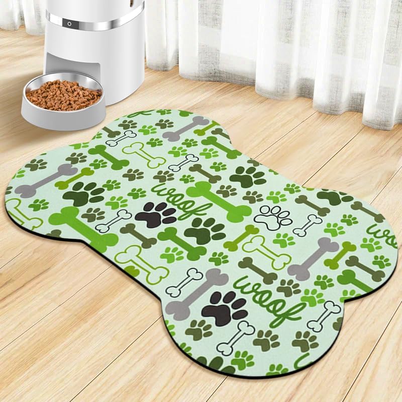Dog Food Mats for Floors Waterproof - Green / 25.5"L x 17"W