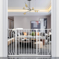 ALLAIBB Extra Wide Pressure Mounted Baby Gate Walk Through Child Kids Safety Toddler Tension White Long Large Pet Dog Gates with Extension for doorways Kitchen (48.03-52.76"/122-134cm)