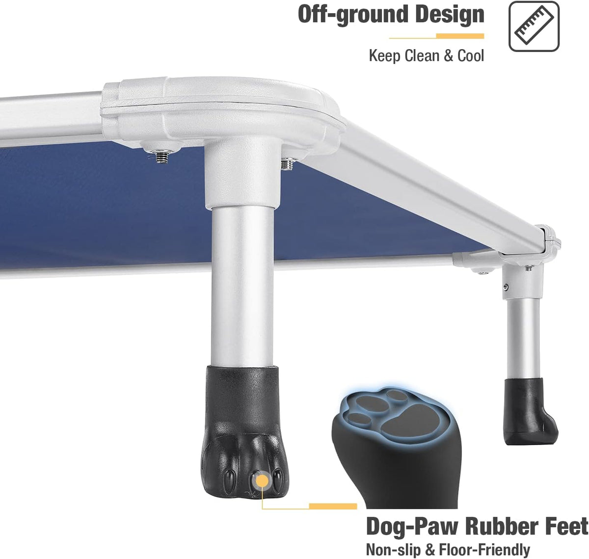 Veehoo Chew Proof Elevated Dog Bed, Cooling Raised Pet Cot - Blue / 49.0"L x 33.0"W x 9.0"Th - image 4