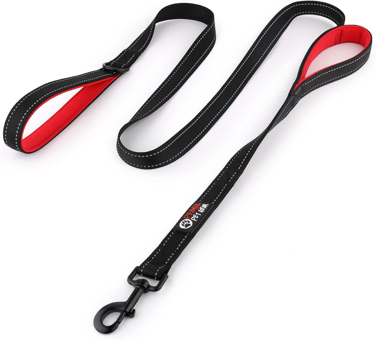 Dog Leash 6ft Long, Traffic Padded Two Handle, Heavy Duty - 6FT / Black