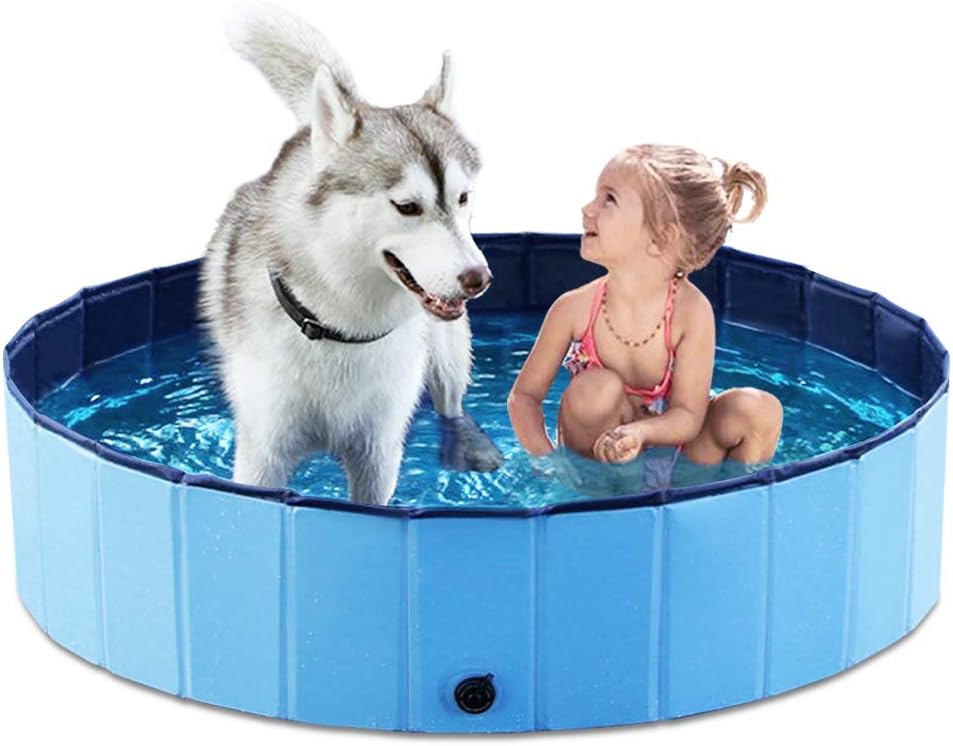 Jasonwell Foldable Dog Pet Bath Pool Collapsible Dog Pet Pool Bathing - L - 48" / Mdf Wood Blue