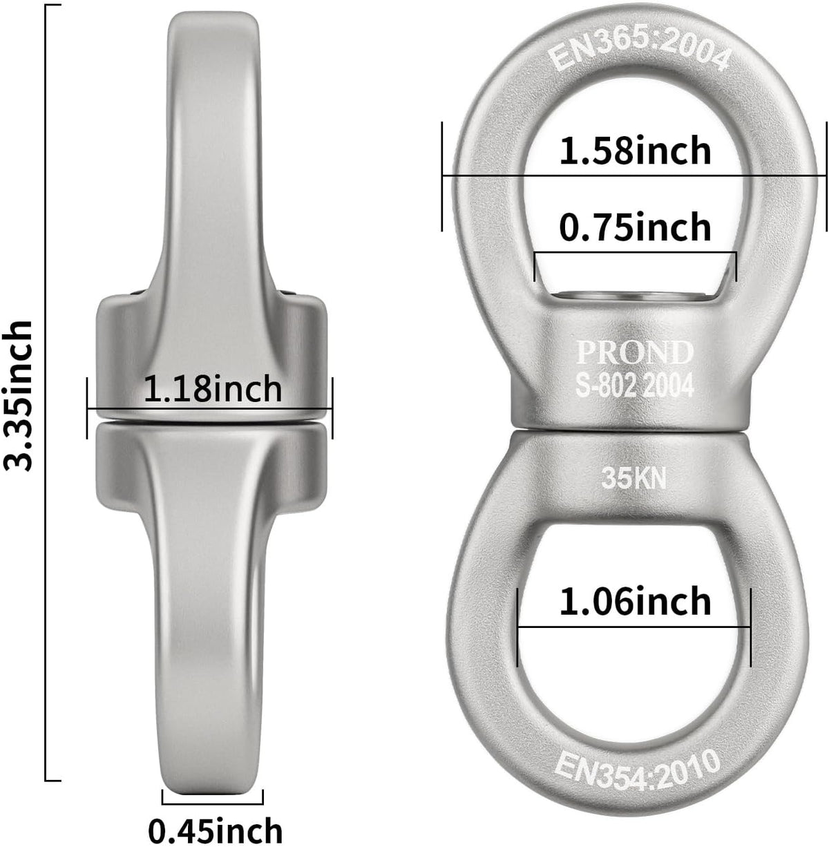 PROND 35kN aluminum swing swivel spinner with sealed ball bearings - view 15