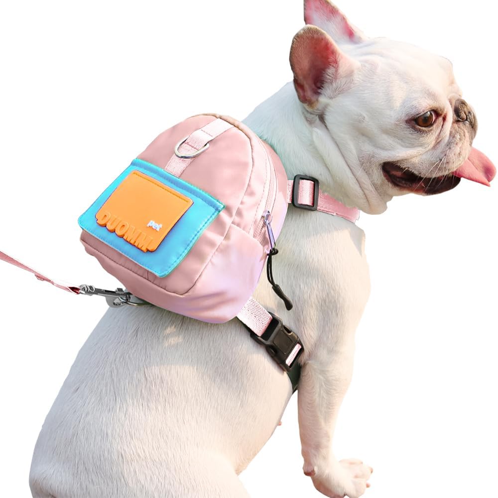 Dog Backpack Harness with Leash - Small / Pink - image 2