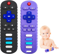 2-Pack Silicone Baby Teething Toys - Teether-Black+Purple