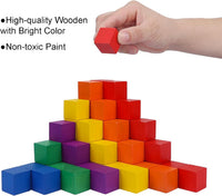 Offelec 1 inch wooden blocks, 108 cubes in 6 colors for stacking and sorting - view 8
