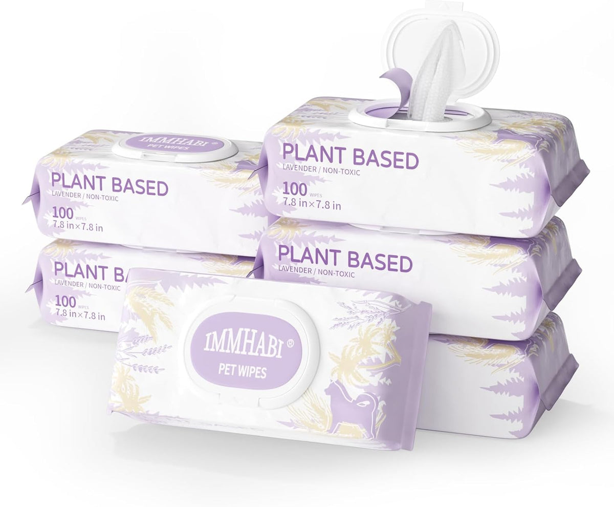 IMMHABI 400 Count Hypoallergenic Dog Wipes - Lavender / 600PCS