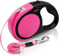Taglory Retractable Dog Leash, One-Handed Brake, Up to 44 lbs - Pink / Medium