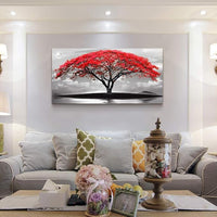 canvas wall art for living room bathroom Wall Decor Black and white landscape red tree moon scenery Hang painting Home Decorations for office bedroom kitchen Works canvas Prints pictures 20" x 40"inch