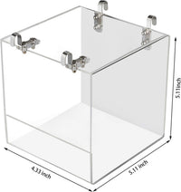 Hanging acrylic cube bird bath with metal hooks for square cages - view 2