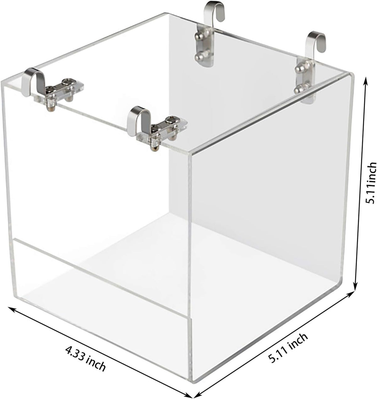 Hanging acrylic cube bird bath with metal hooks for square cages - view 2