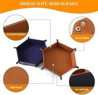Grajar 2 Pcs Portable Folding Dice Rolling Tray Set for RPG DND Table - Navy Blue and Camel - image 3