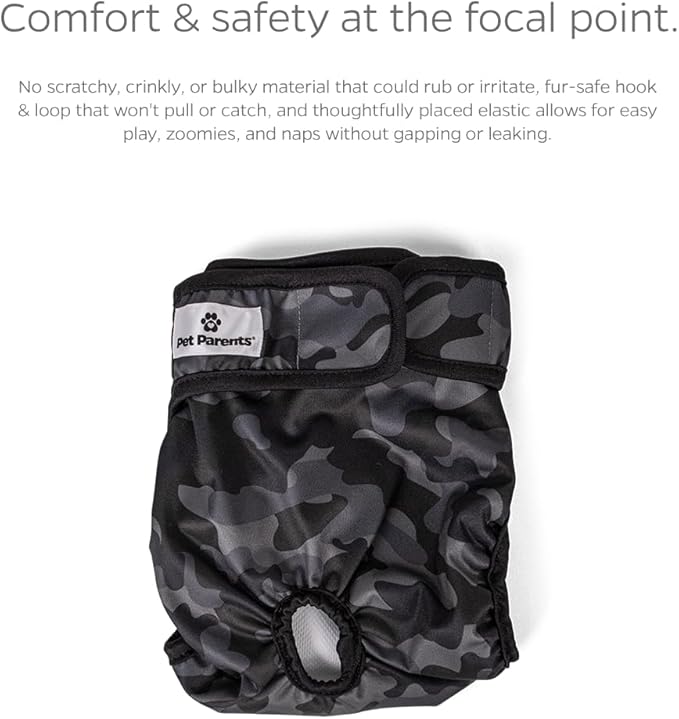 Pet Parents® Washable Dog Diapers (3pack) + Extendrs® of Durable Doggie Diapers, Premium Dog Diapers Female & Male (Medium, Camo)