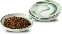3 PCS Ceramic Cat Bowls, Small Dog Dish - Marble Green