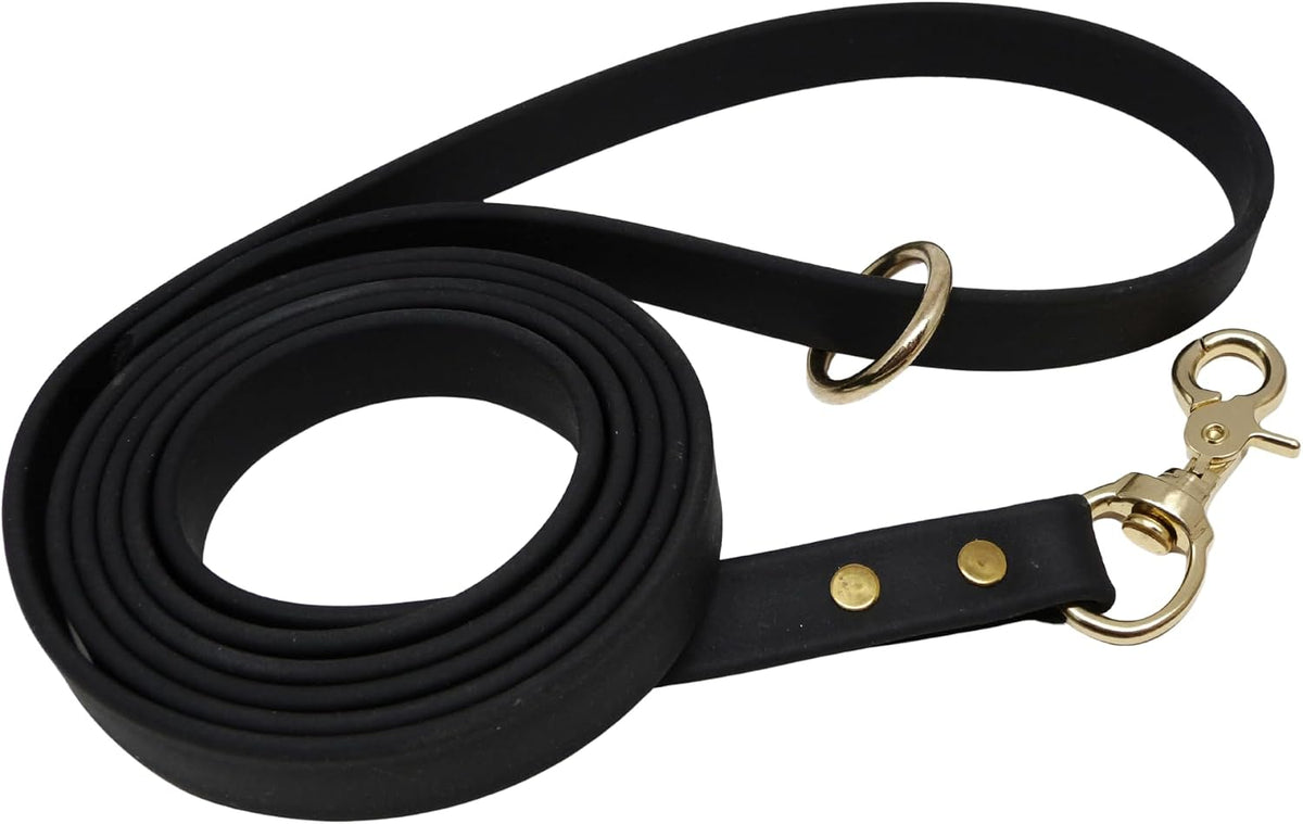 Biothane Leash, Brass, 6 ft x 5/8, Black – Essentials for Dogs - 3/4 / Black