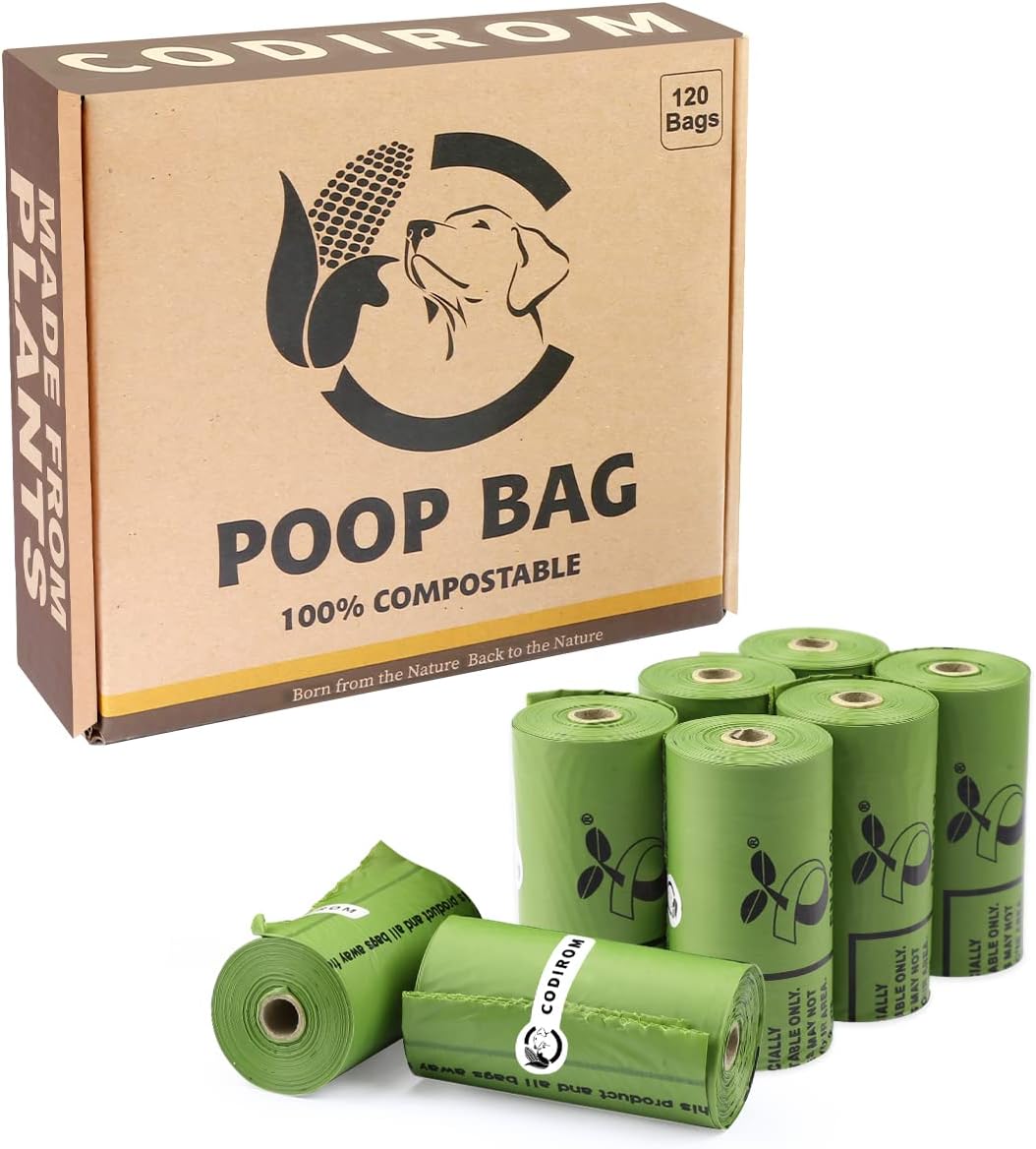 Certified Home Compostable Dog Poop Bags, 270 Plant Based Bags – Essentials for Dogs - Forest Green / 15 Count (Pack of 8)