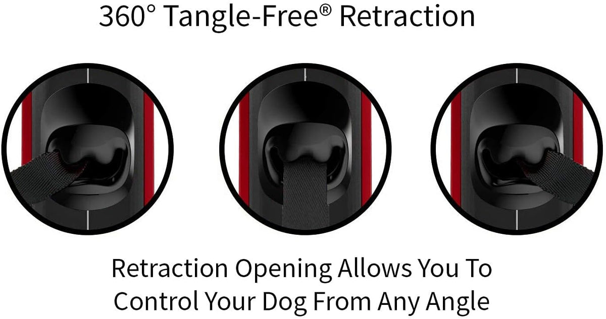 TUG Oval 360° Tangle-Free Retractable Dog Leash with Integrated Waste - Red / Medium - image 4