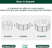 FXW Rollick Unleashed Dog Playpen for Indoor, Yard, RV Camping, 40 inch 4 Panels for Medium and Large Dogs, Black│Patented