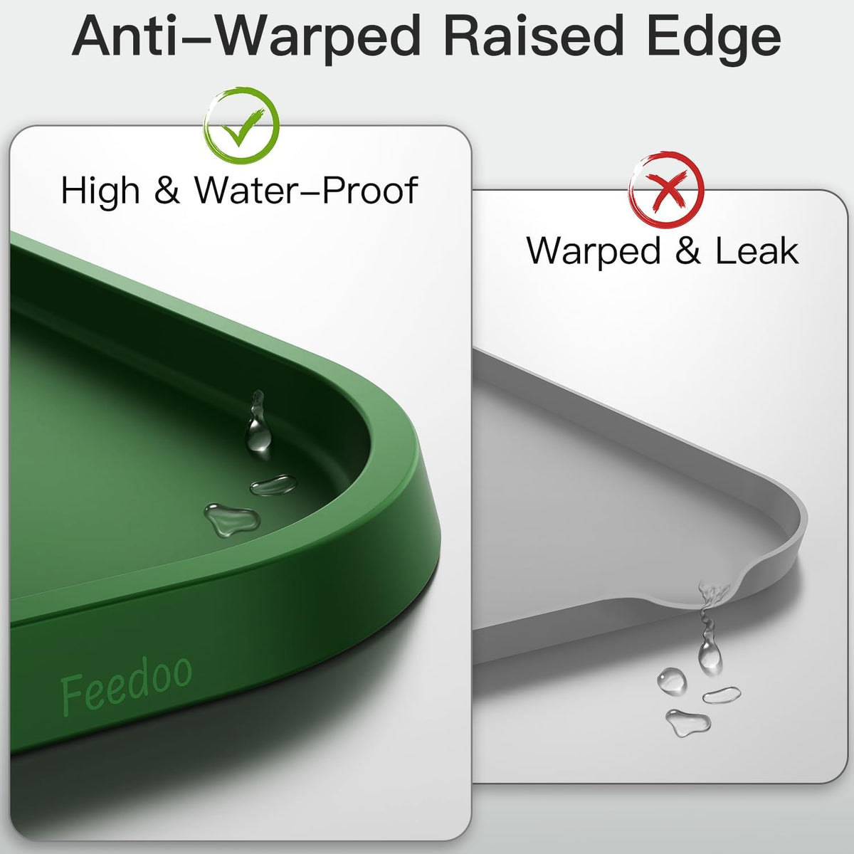 Feedoo Pet Feeding Mat [Warped Resistant Raised Edge] - 23.5"L x 13.5"W / Green - image 4
