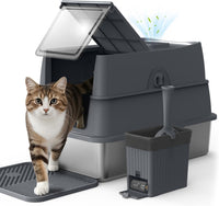 Stainless Steel Litter Box with Lid - Transparent Grey / X-Large