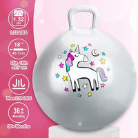 INPODAK Hopper Ball 18 Inch Bouncy Ball with Handle for Kids, Hippity Hop Jumping Bouncer Hopping Toy for Boys and Girls Ages 3-6 with Pump and Gift Box Birthday