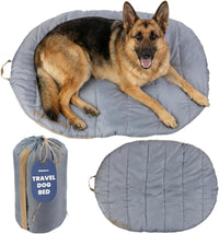 Travel Dog Bed, Foldable & Packable with Carry Bag, Black - Foggy Trail / Large