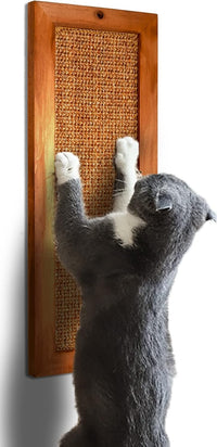Cat Scratching Post, Wooden Sisal Cats Wall Scratcher - 1 PCS Brown