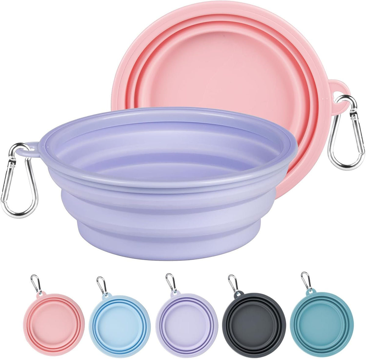 Kytely Collapsible Dog Bowls Medium - Lavender & Pink / Medium