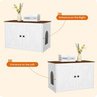 Cat Litter Box Enclosure, Hidden Litter Box Furniture - White+Rustic Brown - image 3