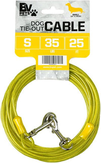 BV Dog Tie Out Cable 30 Feet - 35lbs/ 25ft/ Yellow / Single