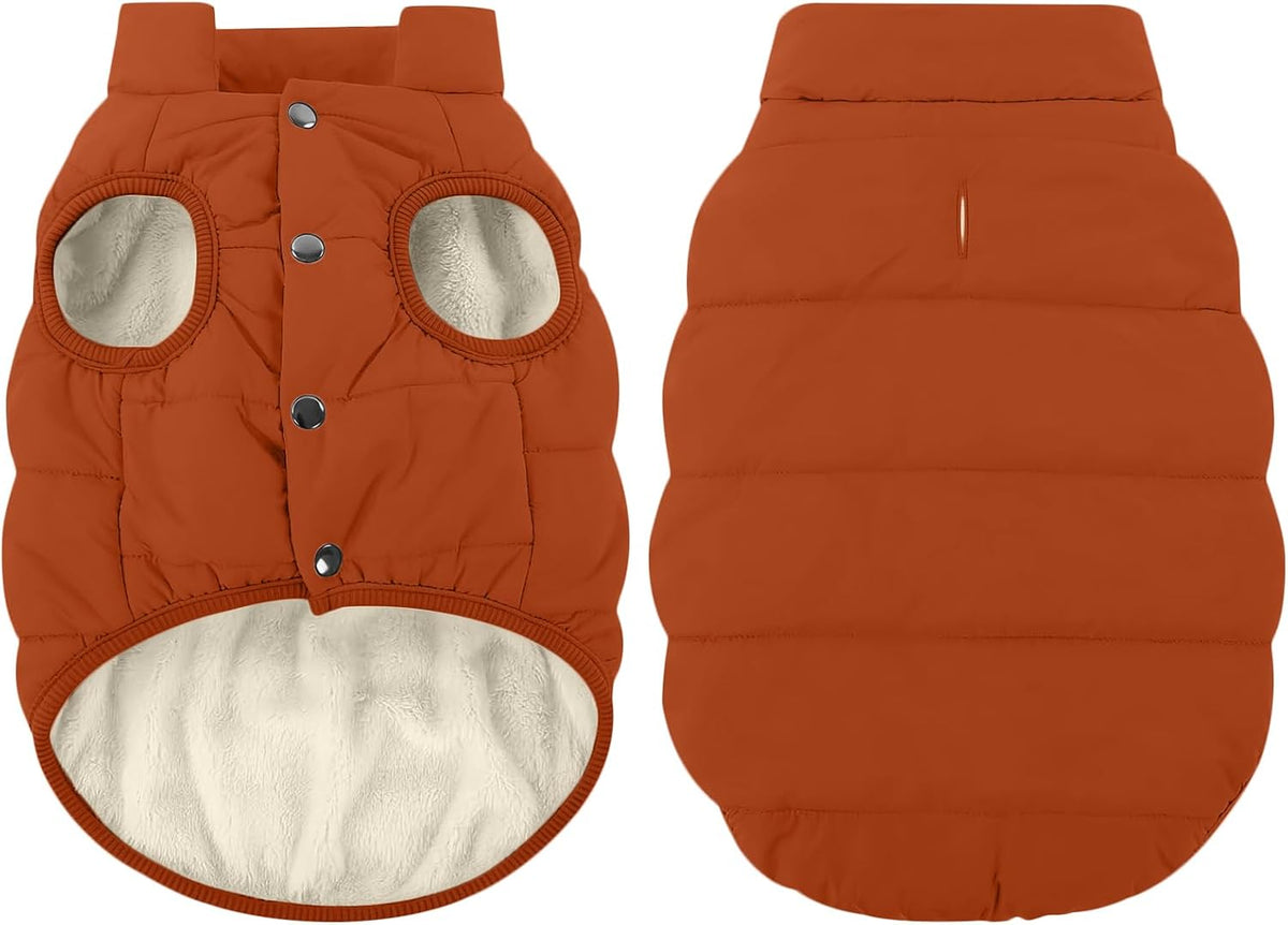 ASENKU Dog Winter Coat Dog Fleece Puffer Jacket for Small Medium - X-Large / Reddish Brown