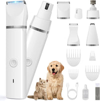 Veeconn 4 in 1 Dog Clippers Grooming Kit with Paw Hair Trimmer - White
