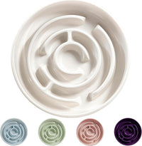 Ceramic Slow Feeder Dog Bowl - White