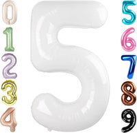 Number Balloons 1st Birthday Decorations - White / Number 5