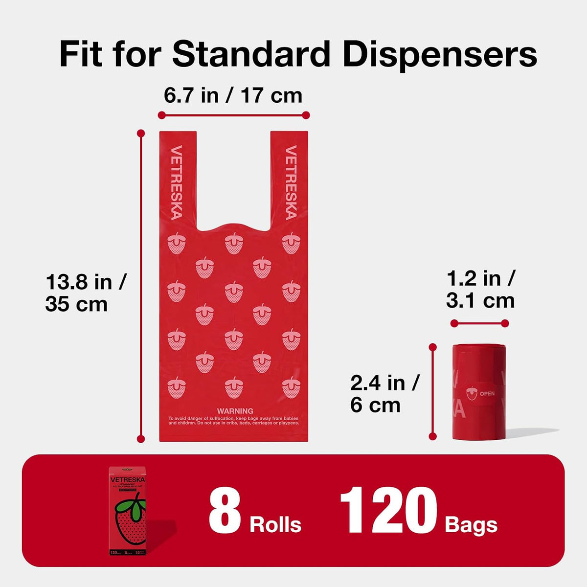 VETRESKA Dog Poop Bags with Handles 240 Count - Strawberry / 1 Count (Pack of 120) - image 2