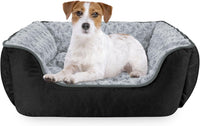 JOEJOY Rectangle Dog Bed for Large Medium Small Dogs - Black / M(25"x 21"x 8")