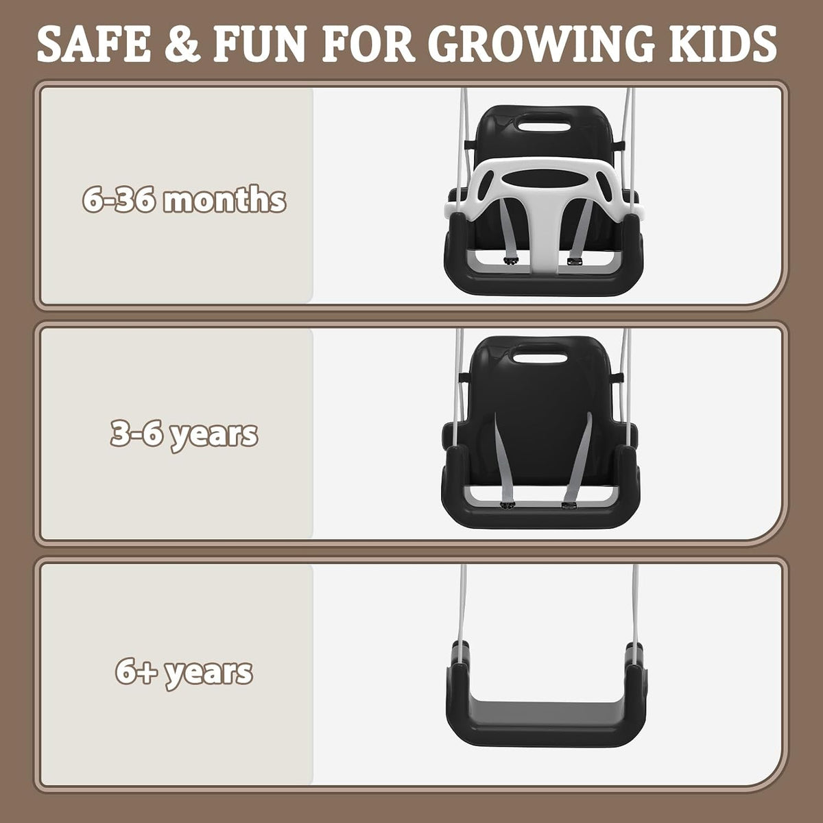JWPEHOE foldable toddler swing with soft cushion and metal frame - view 6