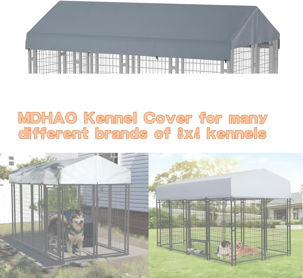 Outdoor Dog Kennel Cover 10' x 10' Replaceable Top Cover - Gray / 8' x 4' - image 4
