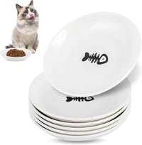 6 Pack Cat Food Bowl, Ceramic Cat Bowls - White-D