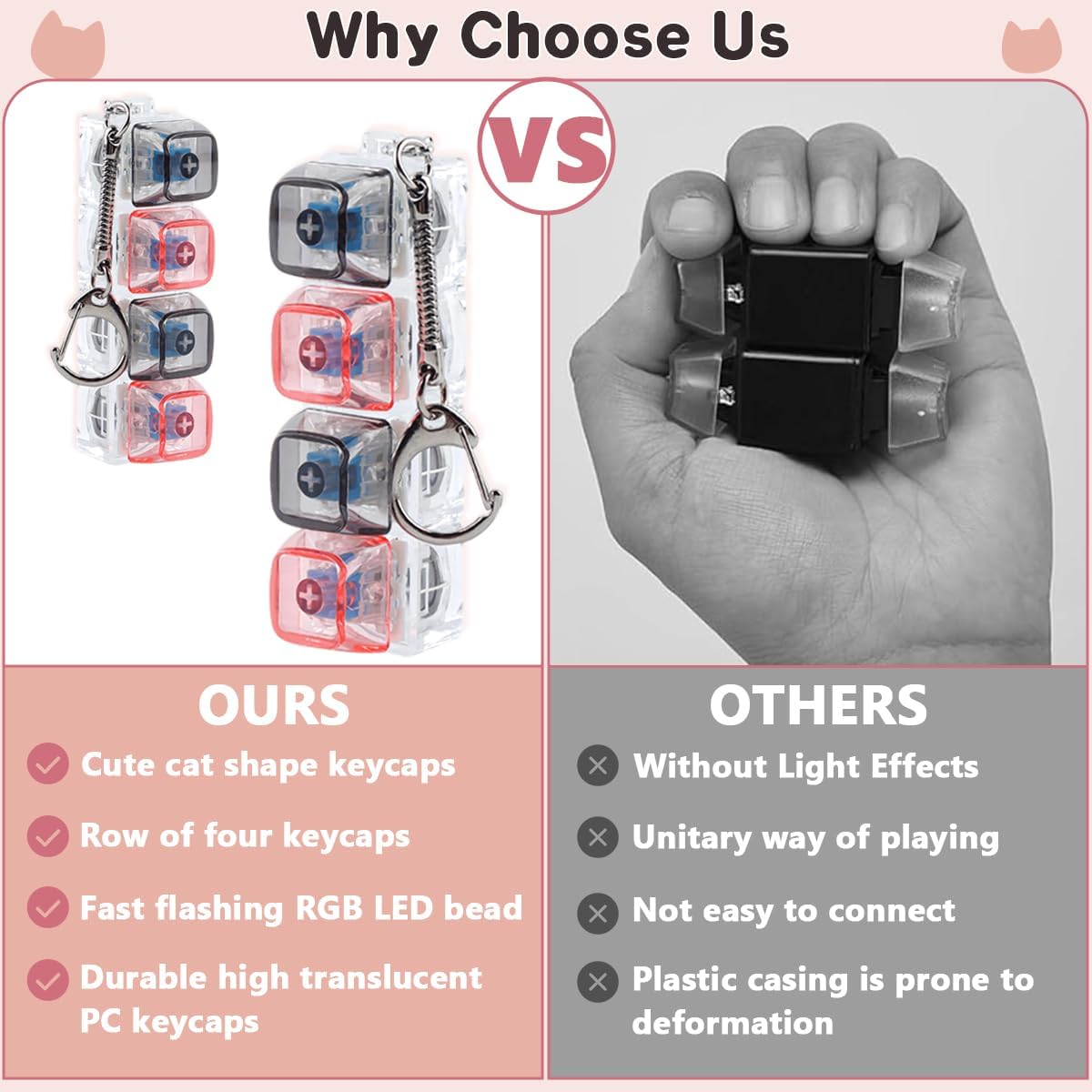 TYRIXKI 2 keyboard fidget toys, black and white heart shape clicker keychains - view 19