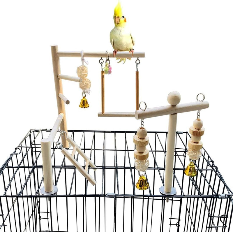 PINVNBY Bird Playground Parrot Play Gym Parakeet Cage Play Stand - Bell