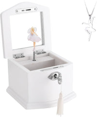 Ballerina Musical Jewelry Box with Mirror for girls，Kid's Jewelry - white-small - image 2